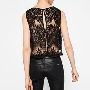 Zara black sequin crop top